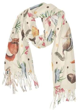 Yopersonalizes Damenschal, Wickeltuch, Eichhörnchen, Fuchs, Pilz, Damen-Schal, Pashmina-Schal, Wraps für Abendkleid, Hochzeit, Stola, warm, Winter, Geburtstag, Weihnachten, Geschenke für Frauen,