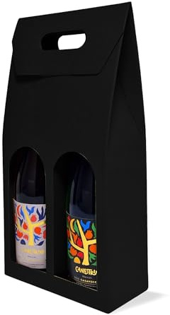cubex professional 30 Weinflaschenhalter aus schwarzem Karton für 2 Weinflaschen – elegant und langlebig, perfekt für Weihnachtsgeschenke und umweltfreundliche Verpackung hochwertiger Flaschen