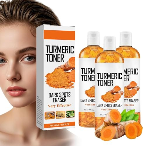 West Month Gurkmeja Toner Dark Spot Eraser, Gurkmeja Toner för Ansiktets Anti-Aging, återfuktande Fuktgivande Ansiktsvatten, C-Vitamin Och Gurkmejaolja Toner Serum för Kvinnor (3 St)