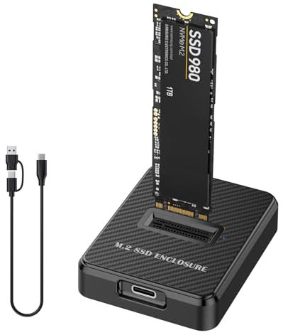 SHUBEIEUMI M.2 NVMe Enclosure, 10 Gbps M.2 NVMe SSD Hard Drive Base, USB 3.1 M2 SATA Case, Docking Station for M Key M+B Key in 2230/2242/2260/2280, Compatible with Windows, Linux and Mac, Black