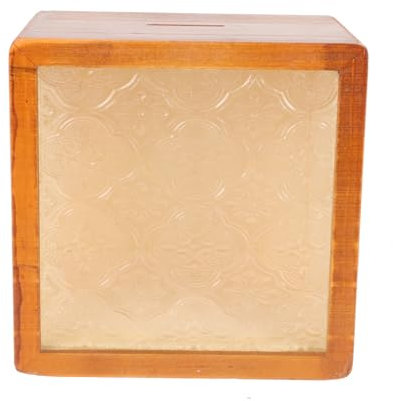 JOINPAYA Unique Wooden Saving Pot Glass Surface Money Storage Box Decorative Craft for Home Money Jar