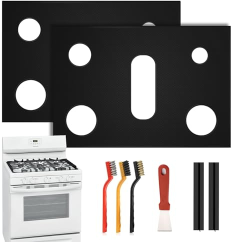 Loszaral 2Pcs Stove Guard for Gas Stoves, Stove Top Covers for Gas Burners - 5 Burner Reusable Gas Stove Protectors for Samsung Gas Range, Non-Stick & Washable