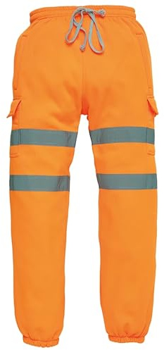 Brook Hi Vis Premium Reflective High Vis Safety Joggers – Soft Polyester Work Utility & Safety Trousers with Zip Pockets in 6 Colours - Unisex Work Trousers