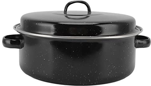 Bandeja para Asar, LED Negro H Hogar Antiadherente Pavo con Tapa y Estante Fuente para Asar Olla para Barbacoa Asado con Batatas Asadas Castañas Esmalte Carne Asada Al Horno (#12)