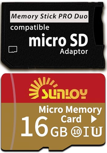 PSP Memory Stick Adapter with 16GB Micro SD Card, Micro SD/SDHC/SDXC to Memory Stick PRO Duo MagicGate Card Compatible with PlayStation Portable, Camera, Handycam, Cell Phone & PSP 1000/2000/3000