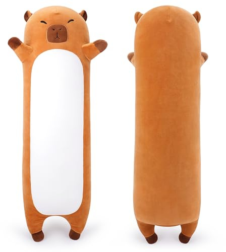 33.46 inch Large Capybara Plush Pillow Giant Plush Toy Stuffed Capybara Stuffed Animal Soft Plushies Long Plushie Animals Shaped Cuddly Toy Anime Hugging Pillow Cute Toys as Gift for Birthday