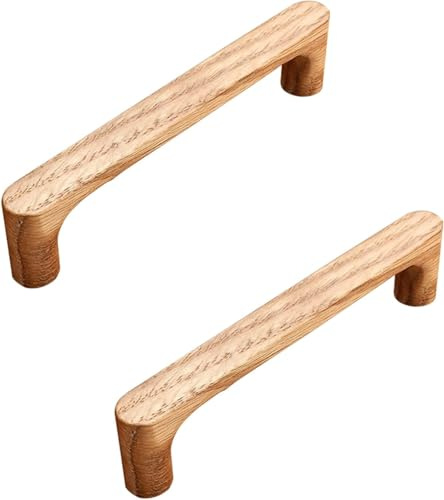 Generisch 2 Stück Küchenschränke Holzgriffe Schranktüren Lackierte Oberfläche Eiche Möbelgriff Lochabstand (Raw Oakraw Oak, Lochabstand: 128mm/5in)
