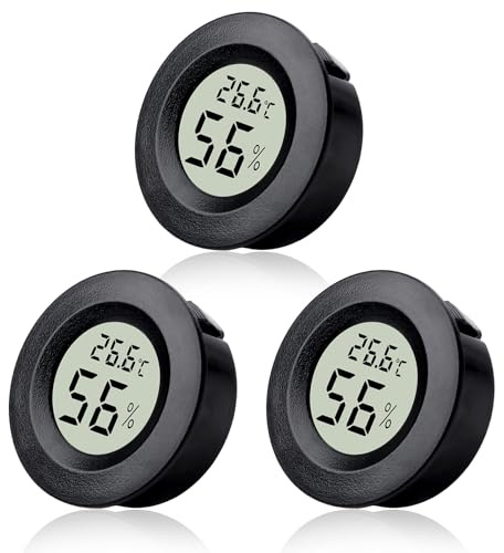 3 Pack Hygrometer Thermometer Mini Indoor Round LCD Digital | Temperature Humidity Monitor Gauge for Greenhouse Dehumidifiers Humidifiers Basement Babyroom Home Office Celsius Display