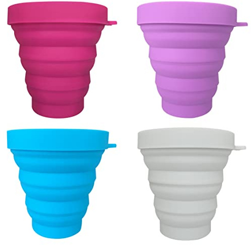 Pesoncarl Tasse portable en silicone tasse de voyage pliable avec un couvercle de camping pliable tasse de camping pour pique-nique 4 pcs, tasses tasses