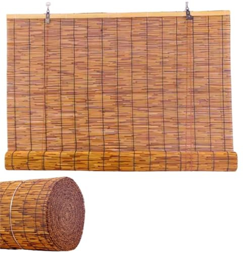 CJBWJM Natural Schilf Vorhang Bambus Rollo Bambusrollo Für Fenster Outdoor Patio Balkon Fenster Tür 55 60 70 80 100 120cm Breit Sonnenschutz Lichtfilter-Rollläden(Carbonization,120x250cm)