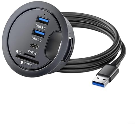 Desktop Grommet Hub USB 3.0 Cavo di Trasferimento Dati Organizer Con per SD TF Card Reader Flush Mount Hub Computer 2 Port Extension Per PC