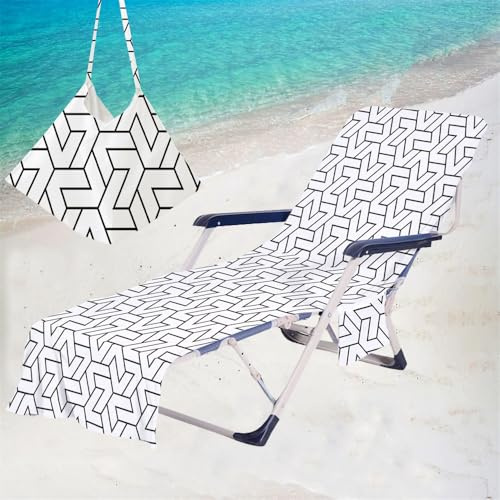 Surwin Housse de Chaise de Plage, Plaid Serviette de Plage Couverture Séchage Rapide Housse pour Chaise Longue de Jardin Protection Bain de Soleil pour Hôtel Piscine (Blanc,75x210cm)