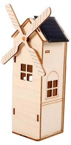 Milisten Selbstgemacht Holz Solar Windmühle Bausatz Kinder Windrad Spielzeug Solar Klemmset Für Naturwissenschaften