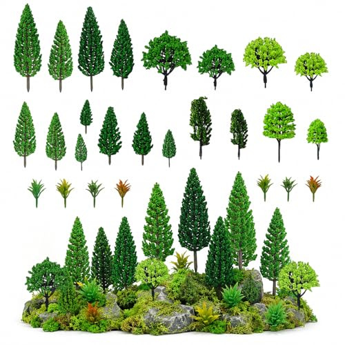 xolear 40 stycken Miniature Arbre Modèle, Diorama Arbre 4,5–16 cm, järnväg träd arkitektur, gropar idealisk för gör-det-själv-landskap, miniatyrlandskap och sandbord
