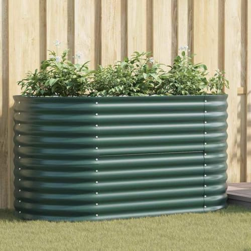 Fioriera da giardino, grandi fioriere da giardino, per esterni, aiuola rialzata, verde, 160 x 80 x 81 cm, in acciaio, per balcone, giardino, giardino d'inverno, terrazza