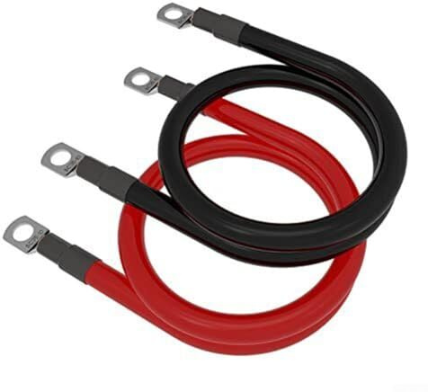 Câble de batterie robuste 12 V 50 cm 2 AWG 35 mm2 avec manchon thermorétractable et bornes à anneau M10 pour systèmes électriques de véhicules
