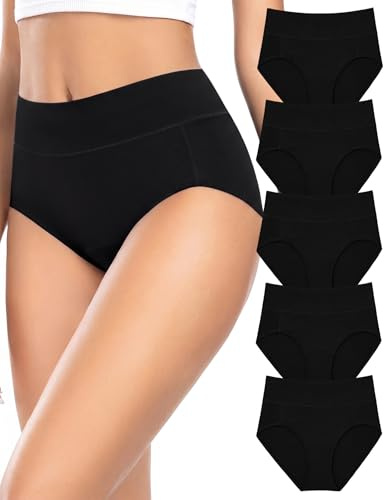 Briyat Mutande Donna Cotone Vita Alta Slip Intimo Culotte Donna Mutandine Elastico Pancia Piatta Contenitive Underwear Brasiliana Biancheria Nero M