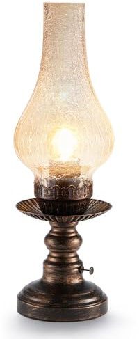 INTELIVE Kabellos Tischlampe Vintage Tischleuchte Ohne Kabel Akku Aufladbar | Touch Dimmbar, LED Keine Glas Lampe, Retro Antik Nachttischlampe Schlafzimmer Wohnzimmer Fensterbank Landhaus Deko