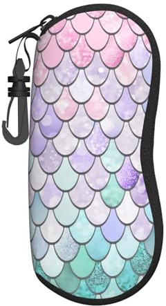 AYYQWE Sjöjungfru pastell rosa lila aqua te tryck män kvinnor mjukt skal glasögon väska påse lätt skyddande förvaring glasögon fodral