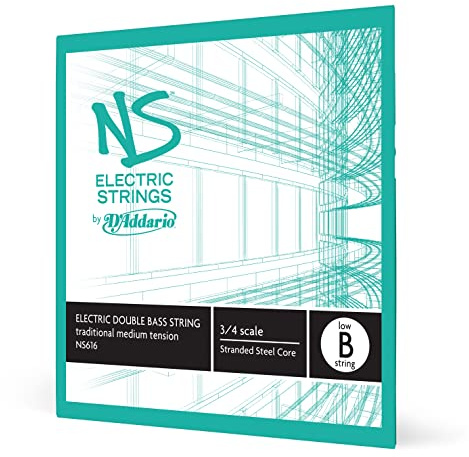 D'Addario NS Electric Traditional Bass Single Low B String, 3/4 Scale, Medium Tension