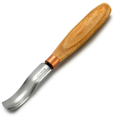 BeaverCraft, Wood Carving Bent Gouge K8a/14 0.55 - Spoon Carving Tools - Woodworking Hand Chisel Compact Wood Carving Knife for Beginners and Profi - Hobbies for Adults and Kids - Carbon Steel Blade