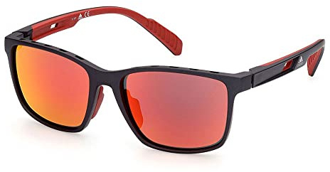 adidas Sport SP0035 Herren-Sonnenbrille, Schlanke und leichte Sport-Sonnenbrille, Navigator-Brillenglasform, Verspiegelte Roviex-Gläser, Mattschwarz