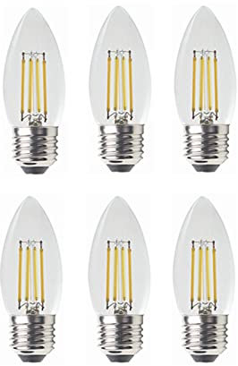 ANTYX Lampadina LED 12v C35 Lampadina Edison 12 Volt 4W 3000K E26/E27 40 Watt Equivalente, Bassa Tensione DC 12V per Camper Camper Marine, Progetto Pannello Solare, Confezione da 6