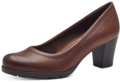 Jana Damen Pumps mit Blockabsatz Vegan, Braun (Cognac), 40 EU