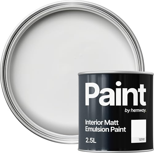 Hemway Bright White Paint 2.5 L, Indoor Matt Finish, One Coat, Wall Paint, Acrylic & Water-Based Emulsion, Quick Dry & High Coverage for the Kitchen, Bathroom & Bedroom Walls & Ceiling