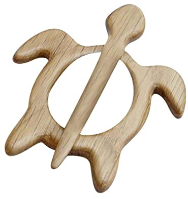 Broche en bois épingles de bricolage animal artisanal de châle de dessin animé châle mignon épingles écharpe tortue 111