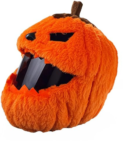 Copricasco Moto Peluche, Accessori per Caschi,Protegge da Polvere, Ammaccature e Graffi (Casco Non Incluso) (Zucca)
