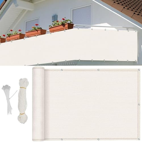 Clôture de jardin blanche de 145 x 550 cm pour balcon et terrasse en polyéthylène haute densité opaque avec protection UV - Brise-vue élégant pour espaces extérieurs