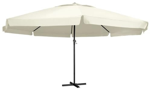 Homgoday Sombrilla de jardín y Palo de Aluminio Blanco 600 cm Sombrilla Terraza Exterior, Sombrilla Jardín Grande Orientable Jardín Parasol Balcón