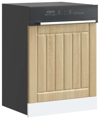 Qnhdfrt Lucca Sonoma - Mascherina per lavastoviglie, in legno di quercia Sonoma, larghezza 60 cm, protezione per lavastoviglie, armadio da cucina anteriore
