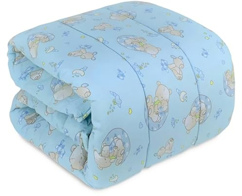 SalGiu Set Completo Trapunta e Paracolpi Neonato Per Culla Lettino Piumone Double Face Invernale (Azzurro)