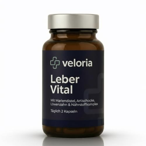 Veloria Leber Vital - Hochwertige Leber Kapseln mit Mariendistel Artischocke Kurkuma Löwenzahn B-Vitaminen Magnesium - 60 Kapseln hochdosiert & Vegan