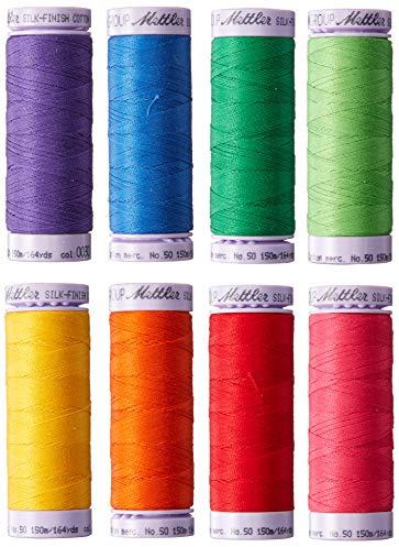 Mettler SERALON Summer-Kit 8er Nähgarnbox: Universal Garn zum Nähen oder Sticken, Nähgarn für Nähmaschine, 100% Polyester, 8 x 200 m, sommerfarben