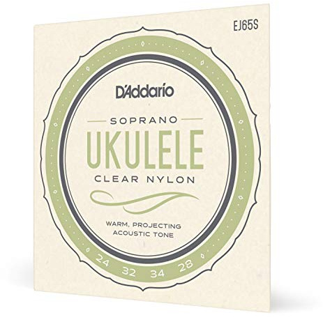 Cuerdas para ukelele soprano D'Addario, nylon transparente, EJ65S, juego de 4 cuerdas, paquete de 1