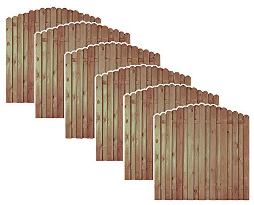 6er Set Sichtschutzzaun Bochum Bogen 180x180/160 cm – vormontierte Zaunfelder aus druckimprägniertem Kiefer/Fichte, Holzzaun Garten Windschutz, ca. 10,8 m