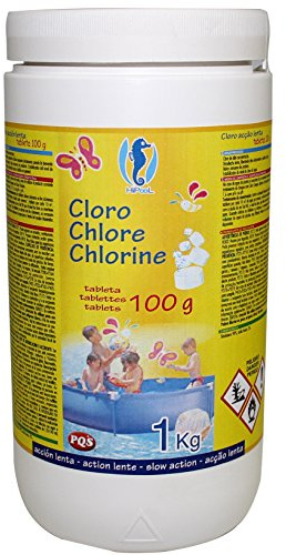 PQS – 166522 Cloro en pastillas PQS alta concentración: Desinfección, Estabilizador de Cloro, Algicida y Floculante. Tabletas de 100 gr. Bote 1 Kg.