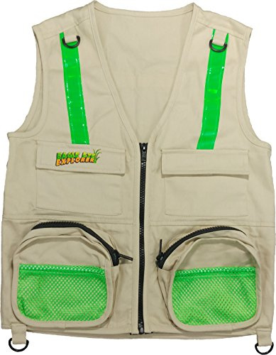 Eagle Eye Explorer Tan Cargo Vest for kids with Reflective Safety Straps. 100% cotton. Size: M/L-US