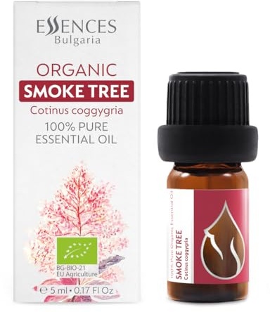 Essences Bulgaria Aceite Esencial de Árbol de Humo Orgánico 5ml | Cotinus coggygria | 100% Puro y Natural | Sin Diluir | Grado Terapéutico | Granja Familiar | Destilado al Vapor | Sin OMG