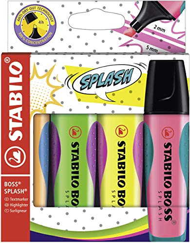 STABILO - Textmarker - BOSS SPLASH - 4er Pack - gelb, orange, grün, pink