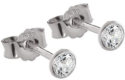 NKlaus Ohrstecker Weißgold 585 Gold 14 Karat mit Zirkonia 3,5mm 2 Stück | Klassische runde Form für Damen und Herren