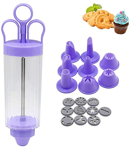 Classic Garnierspritze Mit 8 Tüllen, Kuchen-Dekorationsstift, Zuckerguss 10 Arten Blumenmusterdekoration, Kuchendekorationswerkzeug，Cremespritze Keksplätzchen Gerahmter Röhrenkuchen-Blumenpresse
