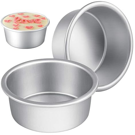 Menmamenma 2 Pack 4-Inch Non-Stick Deep Aluminum Round Cake Pan for Wedding/Birthday/Christmas Cake Baking Round Cake Tin Set (4 inch)