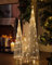 Marco Paul Christmas Set of 3 Silver Light Up Cone Trees Festive LED Christmas Decorations Pre-Lit Xmas Tree Set Indoor Ornamental Pyramid Metal Ornaments Home Decor Wire Warm White LED Lighting