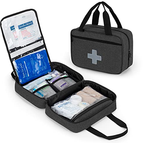 CURMIO Piccola Kit di Pronto Soccorso, Cassetta Pronto Soccorso di traumatologia di emergenza per escursioni, campeggio, auto, viaggi, casa e all'aperto, SOLO BORSA, Nero