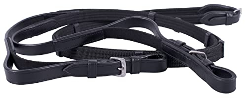 ARBO-INOX Gurtzügel Reitzügel mit elastischem Einsatz Dunkelbraun und Schwarz (Full, SCHWARZ)