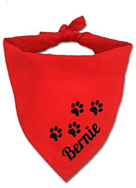 Personalisiertes Hunde Bandana - Verstellbares Dreiecks Halstuch Mit Gesticktem Wunschnamen - Baumwolle Kopftuch Dreieckstuch für Hunde (S, Rot)